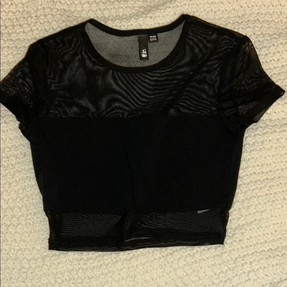 Garage Black Mesh Crop Top
